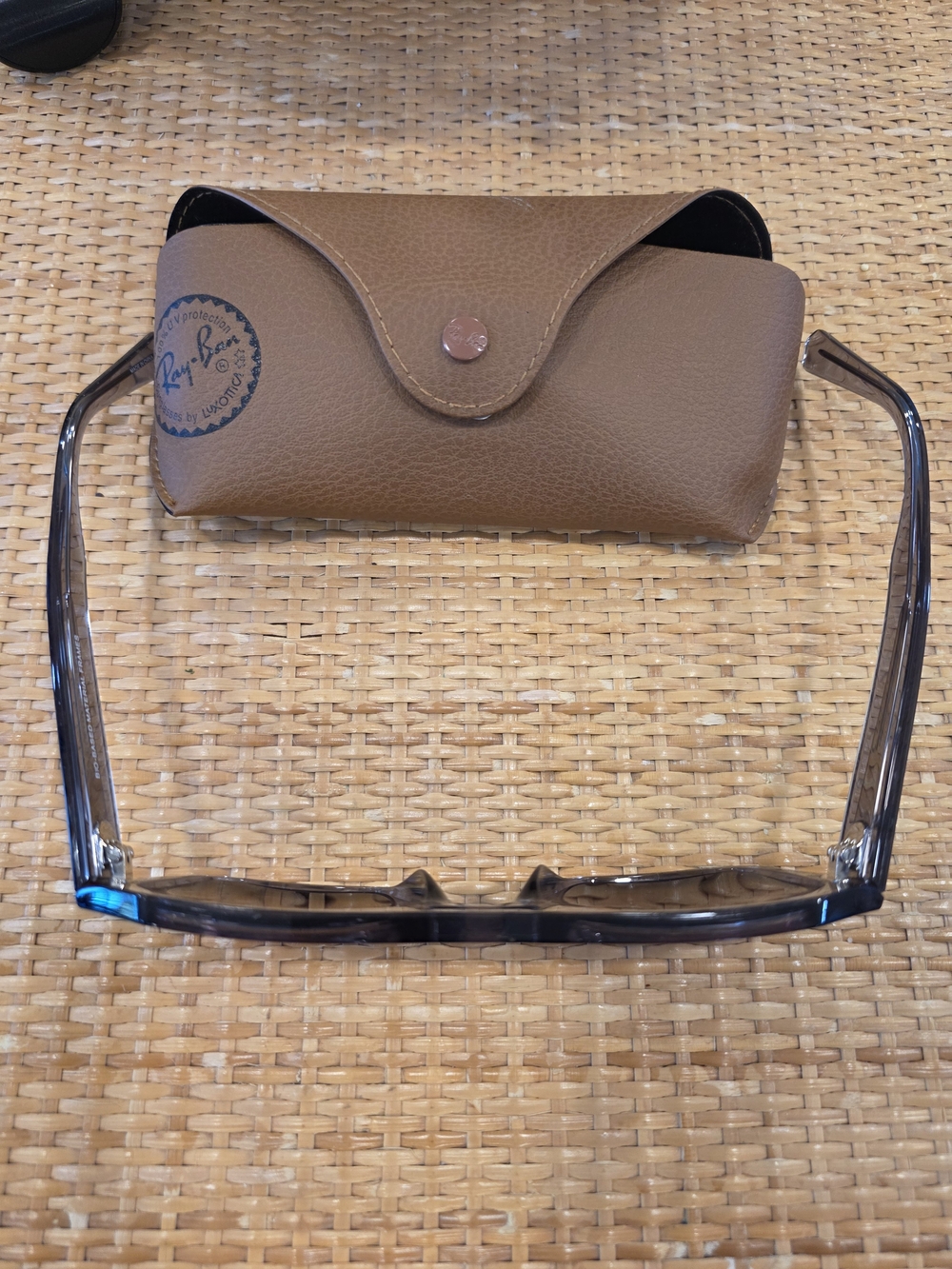 Ray-Ban Rectangular Transparent Gray Sunglasses with Brown Lenses - Picture 2 of 7